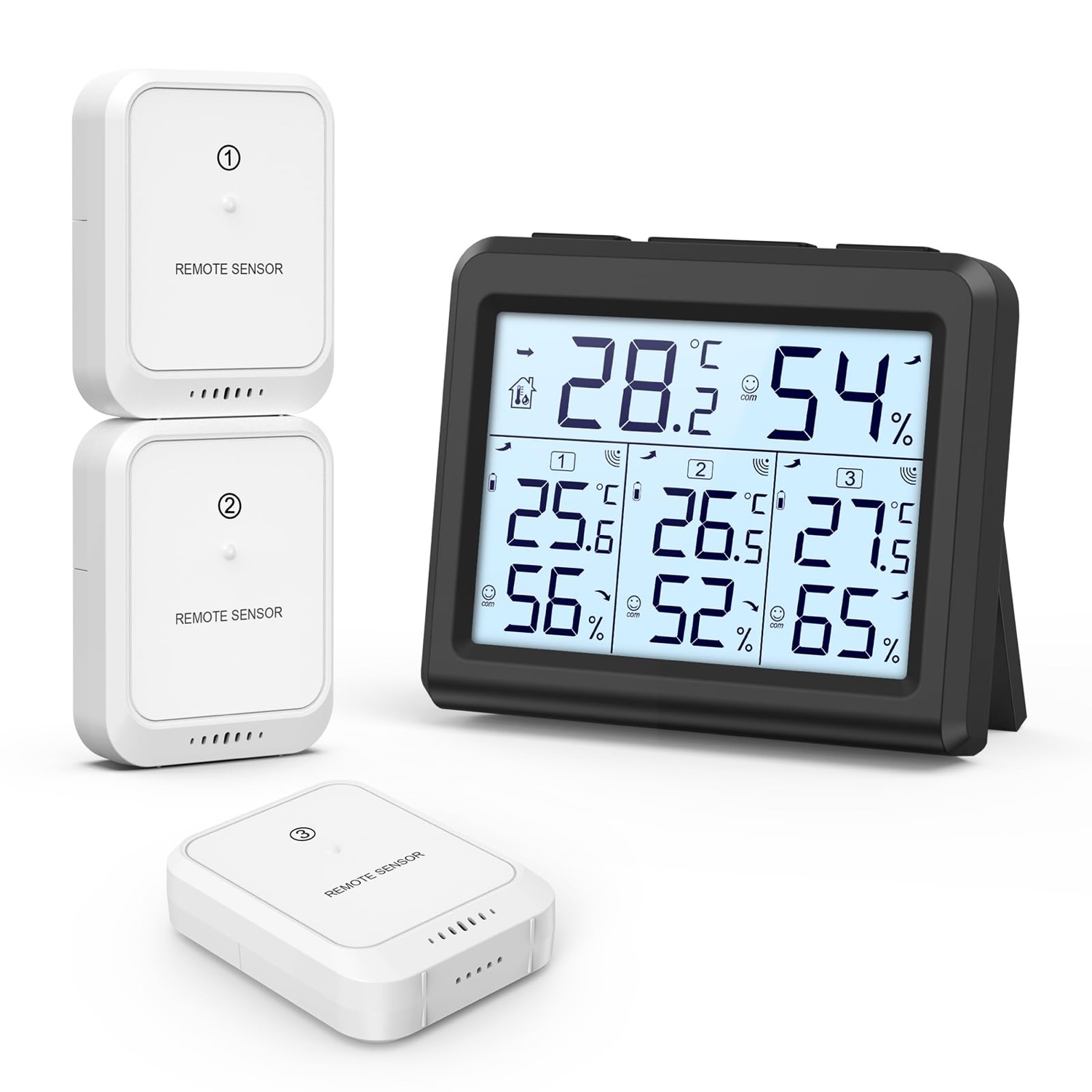 ORIA weather station shown from the front with its backlit HD display